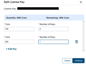 Splitting license key example